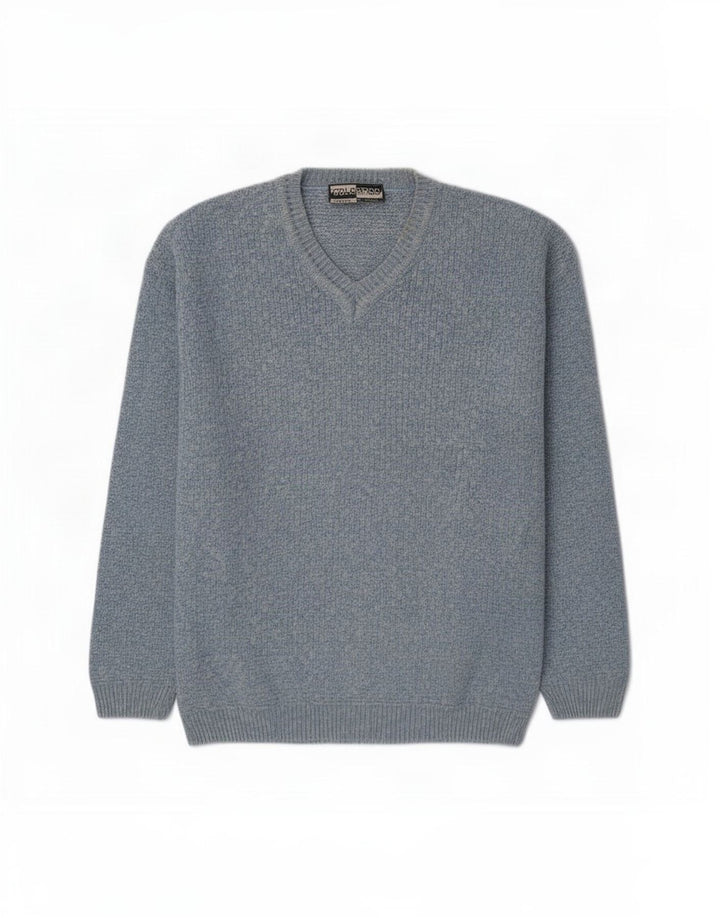 Maglione da uomo Colorado con scollo a V in cotone screziato blu medio