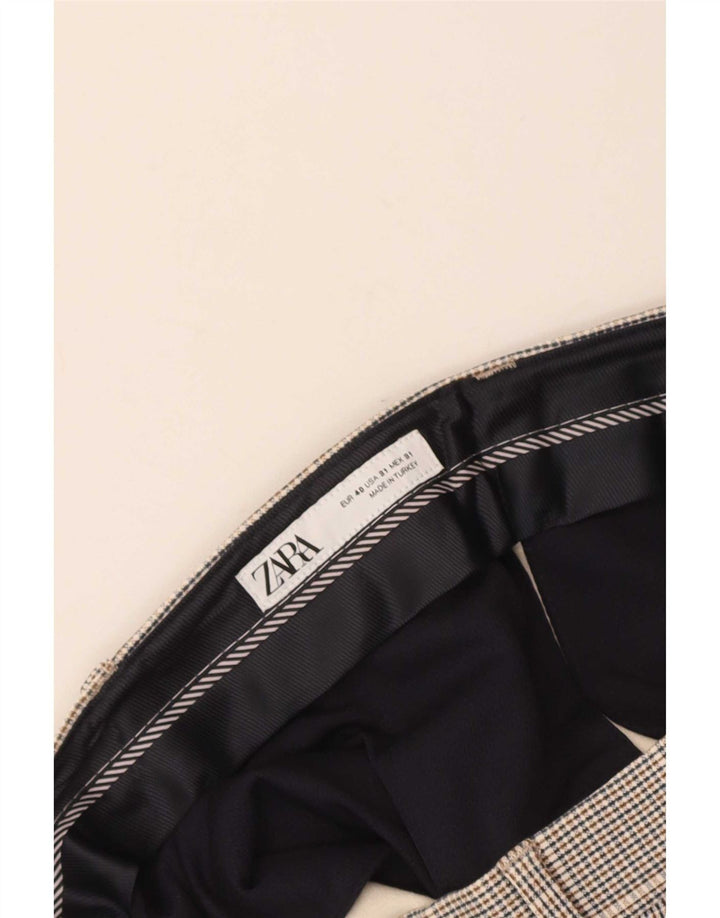 Pantaloni da abito slim da uomo Zara EU 40 medi W31 L27 a quadri grigi