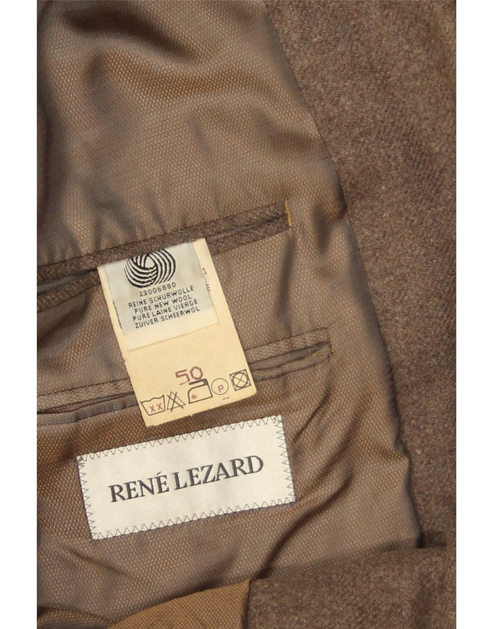 Giacca blazer da uomo a 2 bottoni Rene Lezard EU 50 Large Marrone New Wool