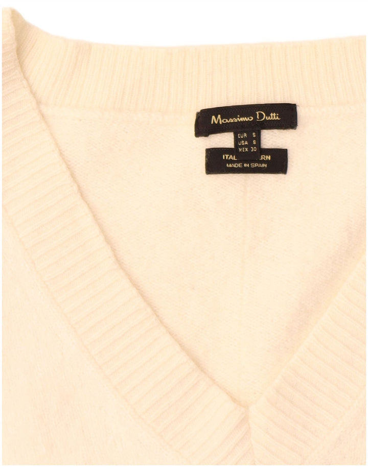 Maglione maglione oversize con scollo a V da donna Massimo Dutti UK 10 piccolo bianco sporco