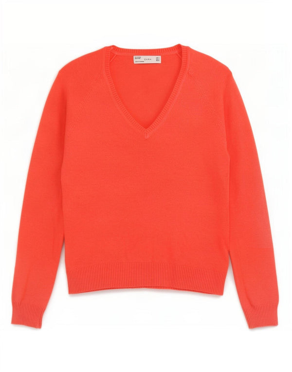 Maglione con scollo a V da donna Zara UK 10 piccolo rosso