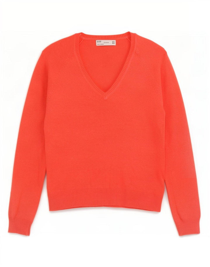 Maglione con scollo a V da donna Zara UK 10 piccolo rosso