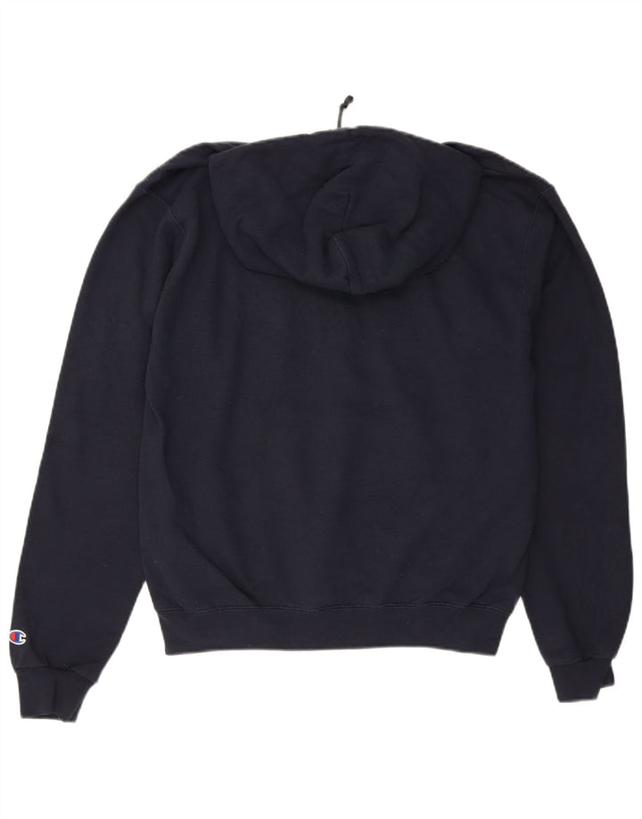CHAMPION Mens Graphic Hoodie Jumper Medium Navy Blue Cotton