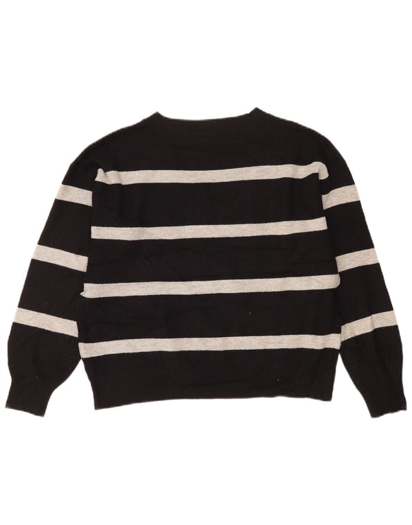 Maglione maglione con scollo a V da donna Marks & Spencer UK 14 medio a righe nere