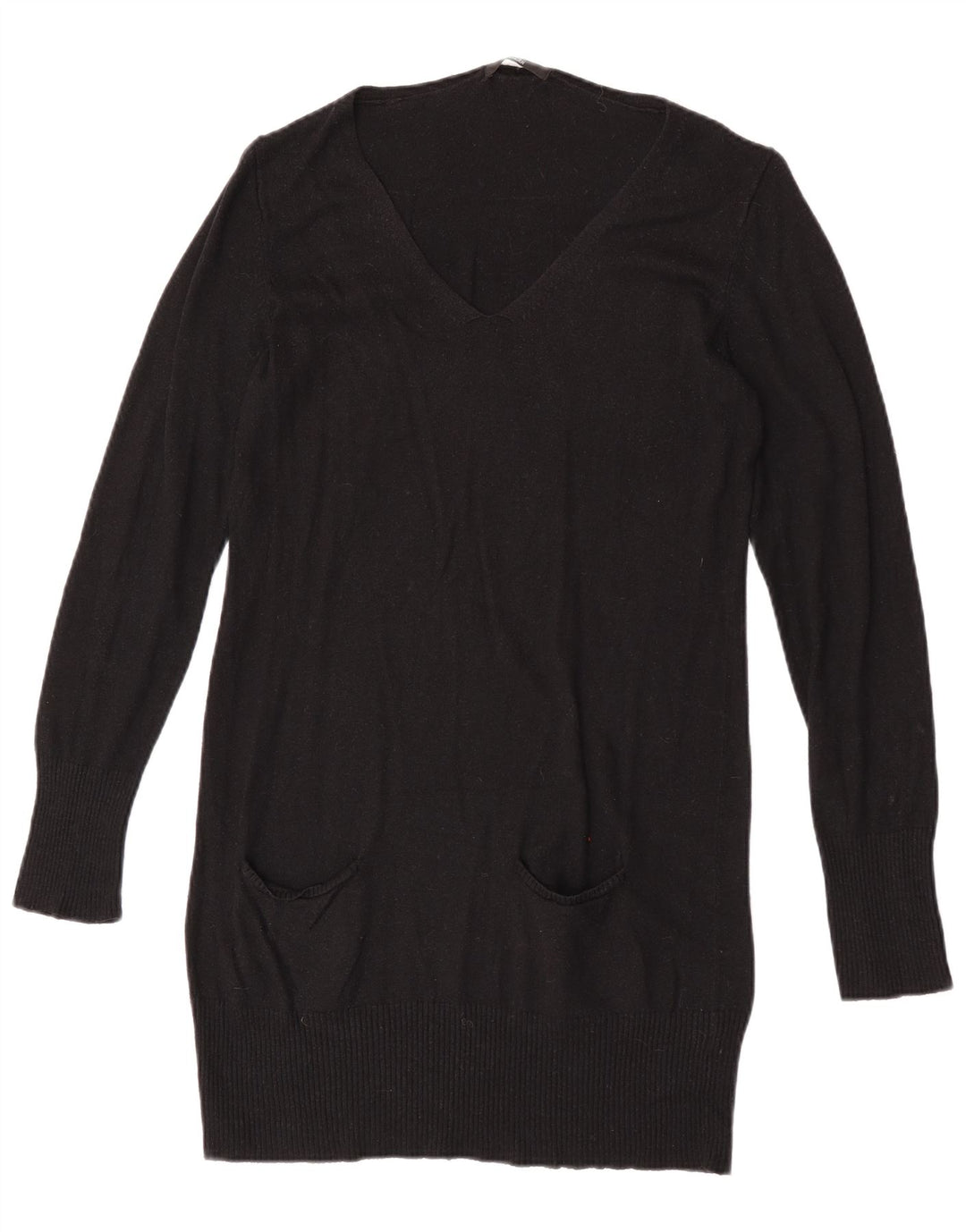Maglione maglione con scollo a V lungo da donna Marks & Spencer UK 14 medio nero