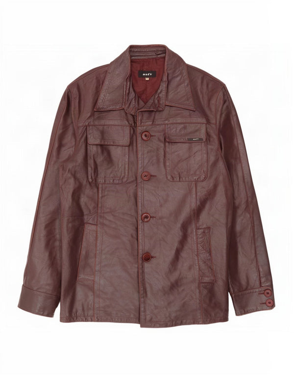 Giacca in pelle vintage da uomo UK 42 XL Borgogna