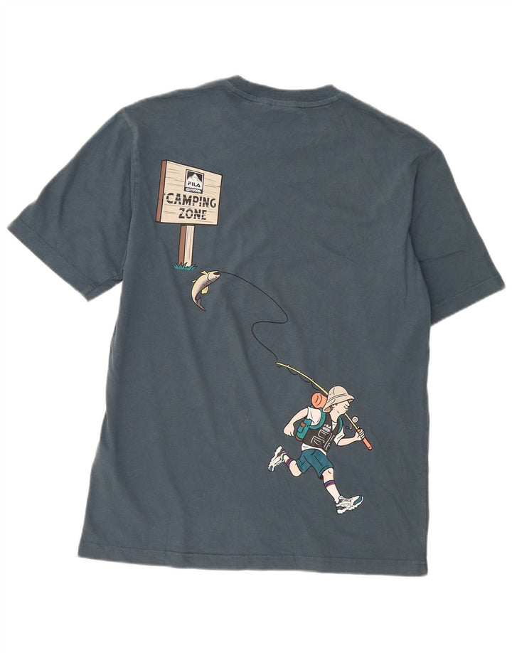 T-shirt grafica da uomo vestibilità ampia Fila Blu medio
