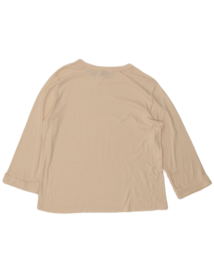 ORVIS Top oversize da donna manica 3/4 UK 14 Cotone beige medio