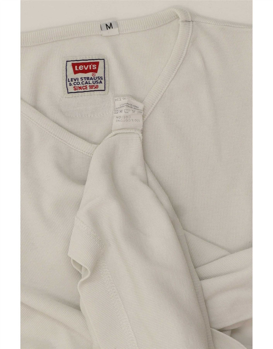 Levi's Top da donna a maniche lunghe UK 14 cotone bianco medio