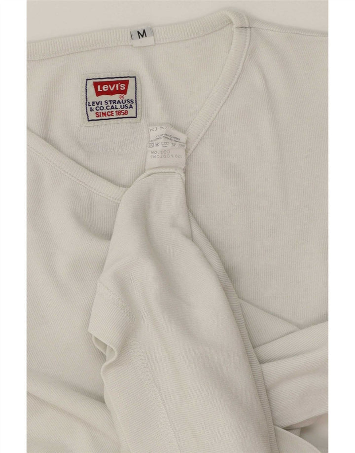 Levi's Top da donna a maniche lunghe UK 14 cotone bianco medio