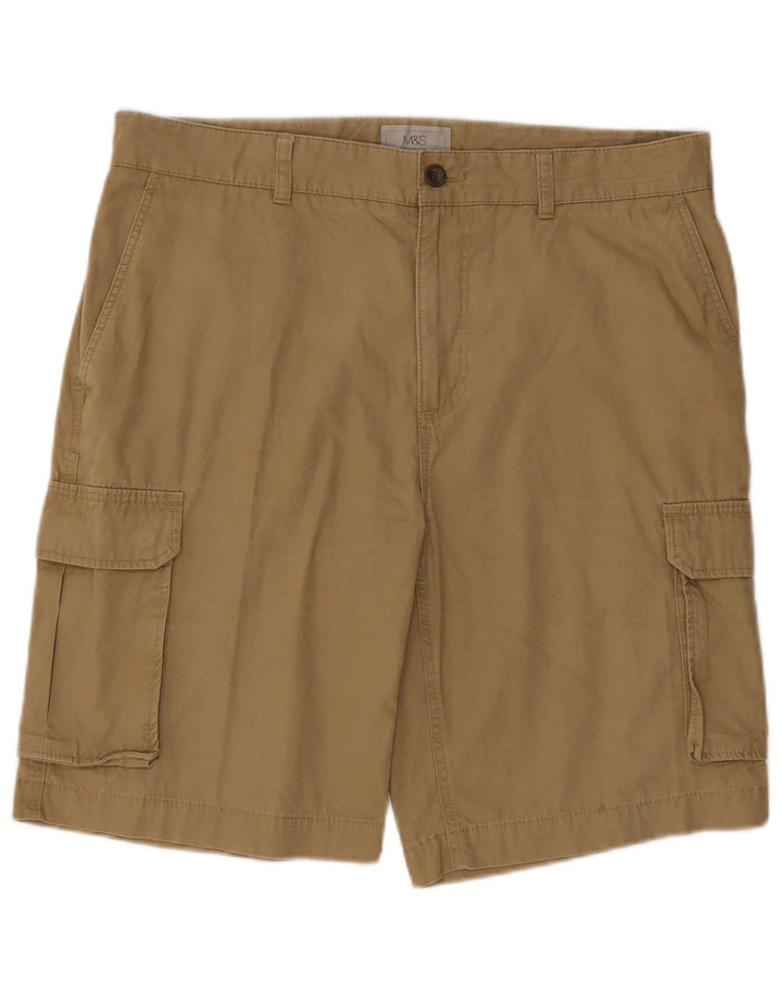 Pantaloncini cargo da uomo Marks & Spencer W34 grandi in cotone beige