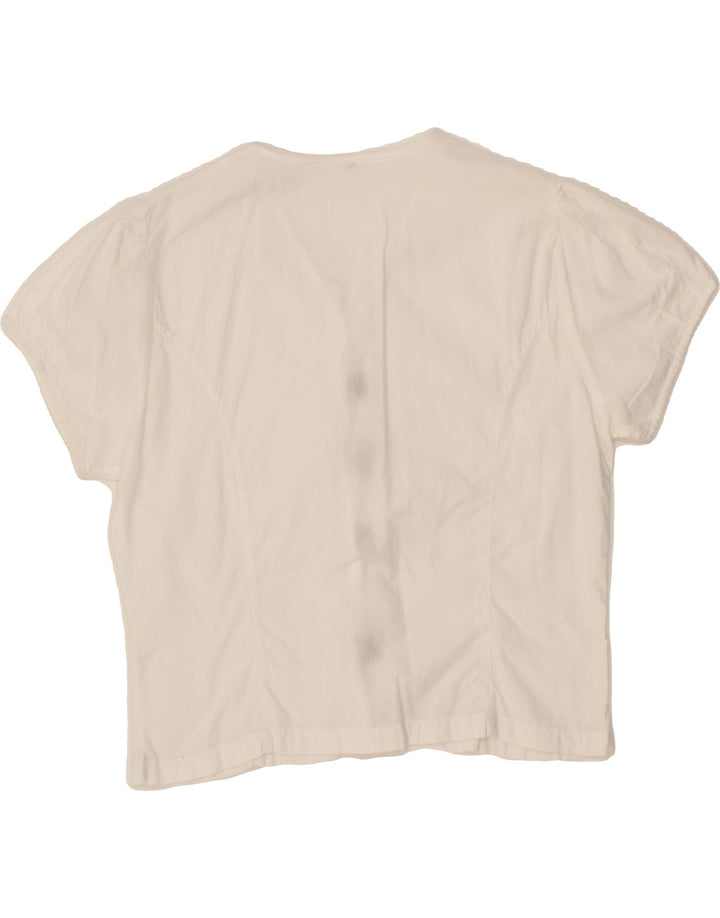 VINTAGE Womens Short Sleeve Shirt Blouse UK 14 Large White Vintage Vintage and Second-Hand Vintage from Messina Hembry 