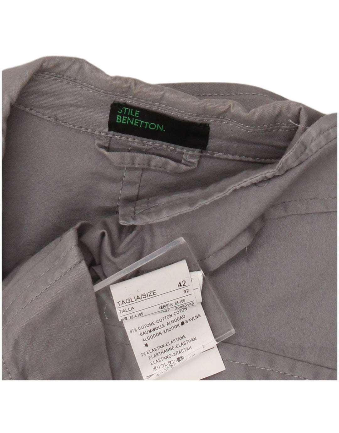 Giacca Blazer 3 Bottoni Donna Benetton IT 42 Cotone Grigio Medio