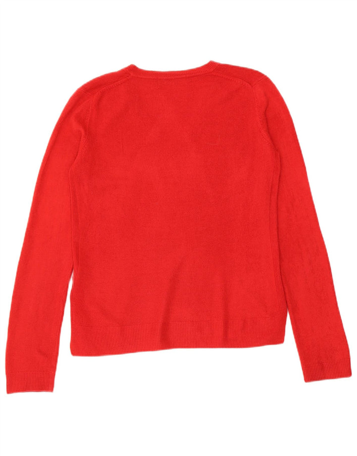Maglione con scollo a V da donna Marks & Spencer UK 8 piccolo acrilico rosso