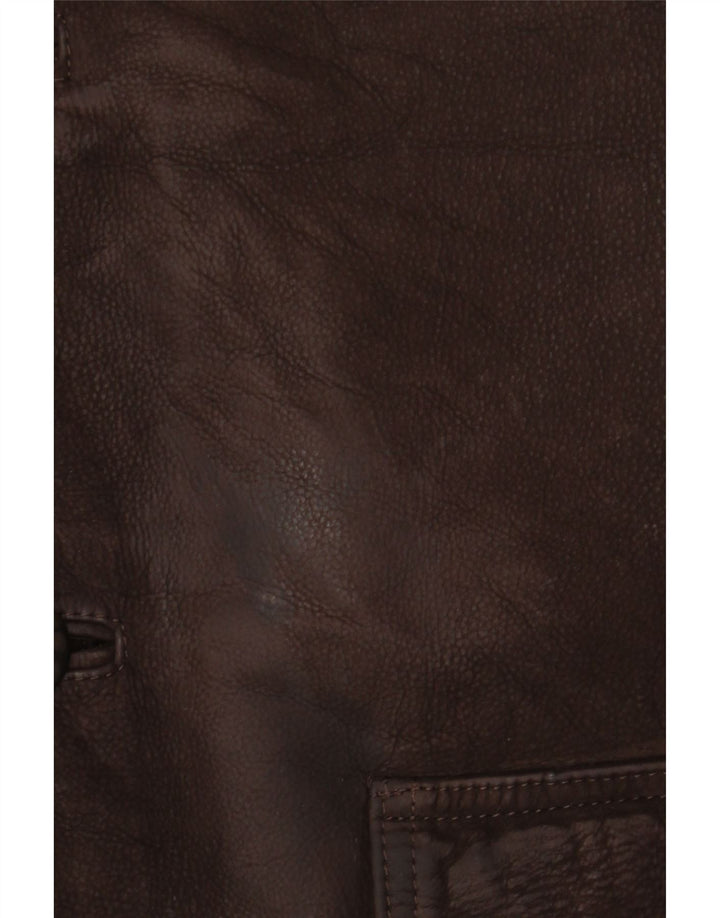 Giacca in pelle vintage da uomo IT 56 3XL Pelle marrone