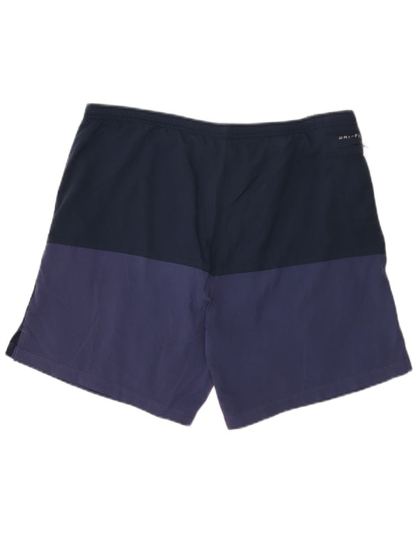 Pantaloncini sportivi Nike Dri Fit da uomo, poliestere color block medio blu navy