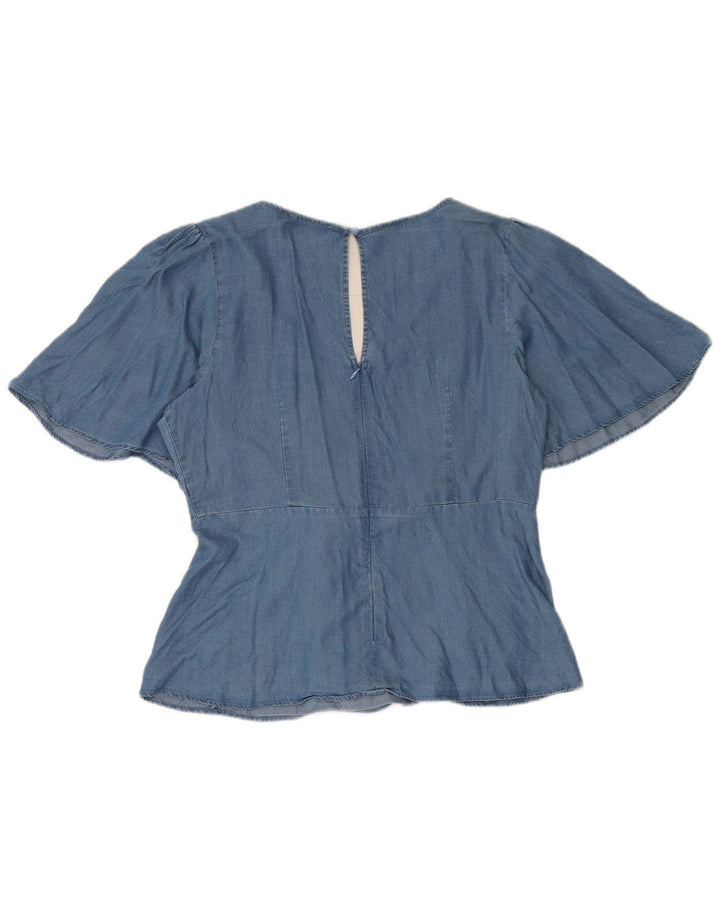 Top camicetta da donna Oasis UK 14 Lyocell blu medio