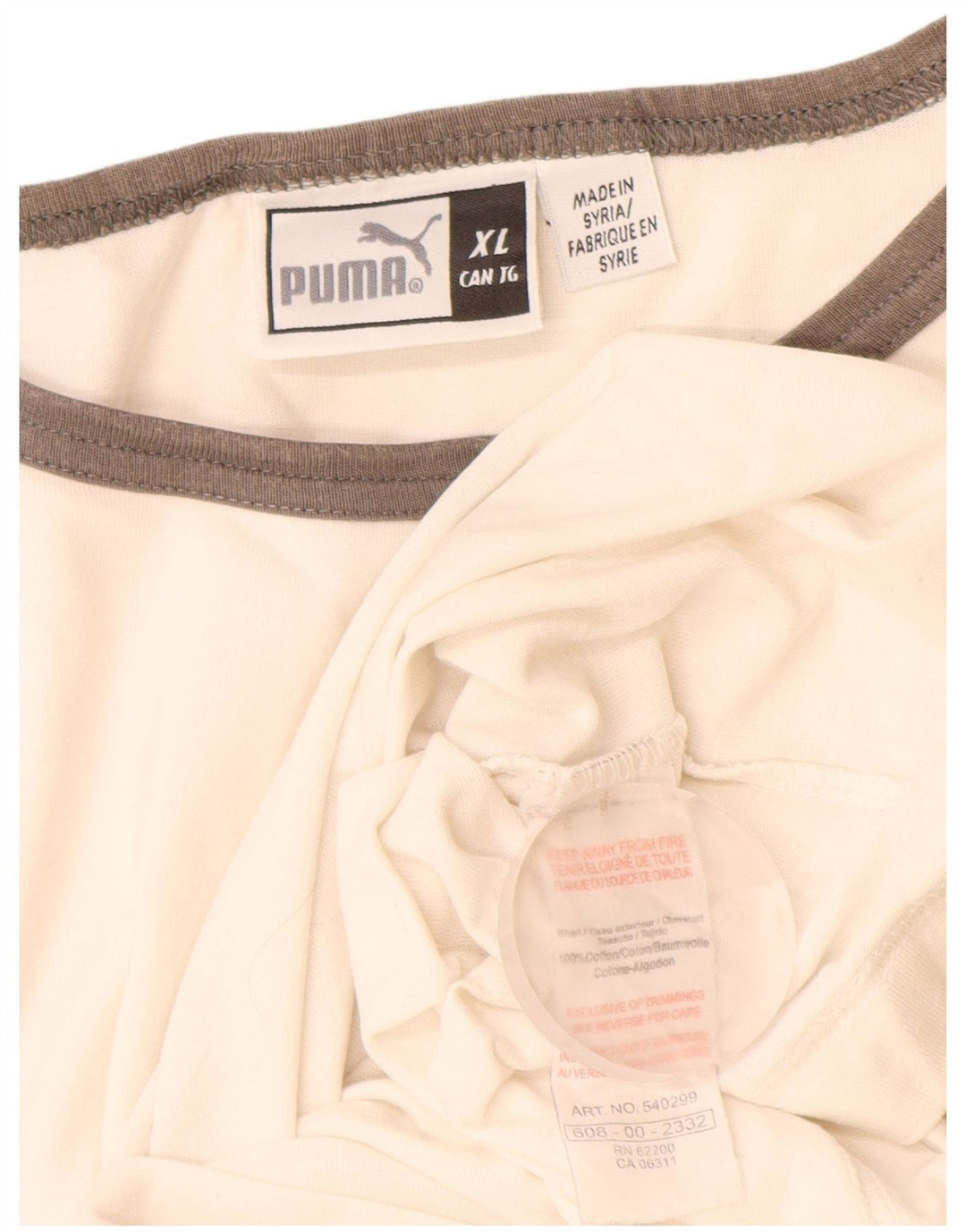Puma Maglietta grafica da uomo a maniche lunghe XL in cotone color block bianco