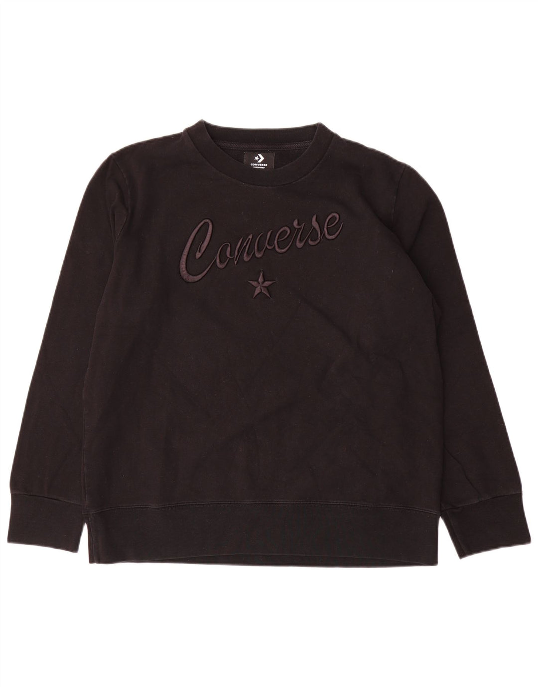 Felpa grafica da donna Converse Jumper UK 16 Large Black Cotton