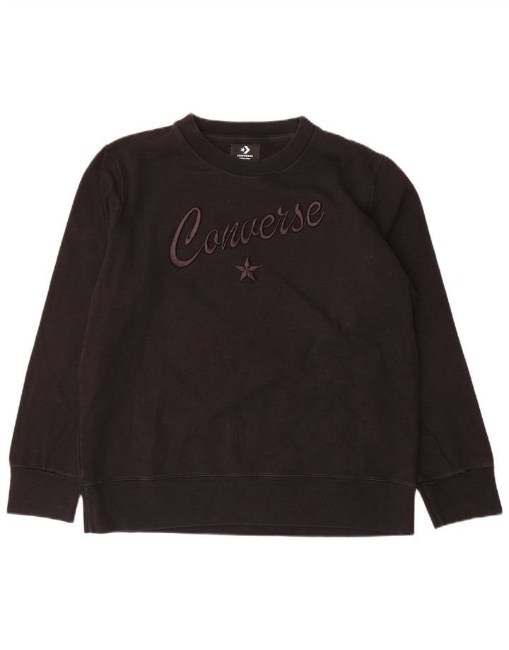 Felpa grafica da donna Converse Jumper UK 16 Large Black Cotton
