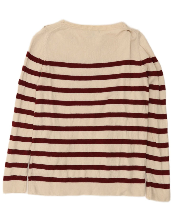 Massimo Dutti Maglione da donna con scollo a barchetta UK 16 Large White Striped