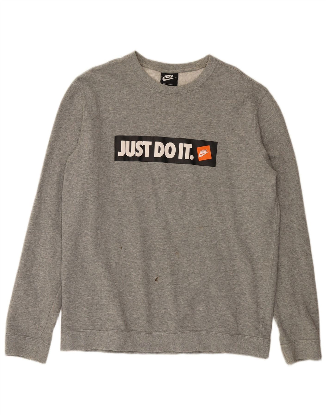 Felpa con grafica Nike da uomo, maglione grande, cotone chiazzato grigio