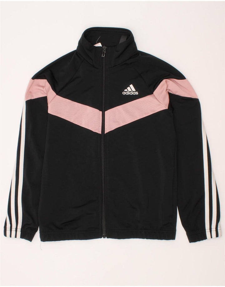 Giacca da tuta da ragazza Adidas 9-10 anni in poliestere color block nero