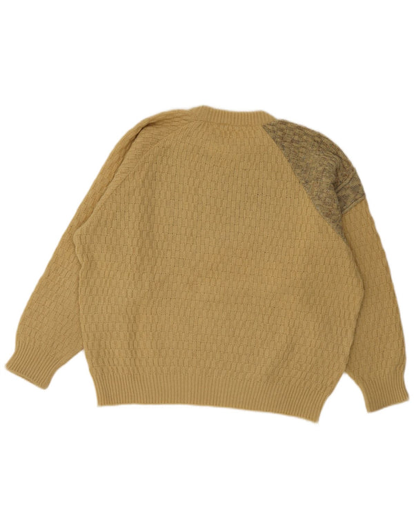 Maglione maglione girocollo da uomo vintage XL beige geometrico