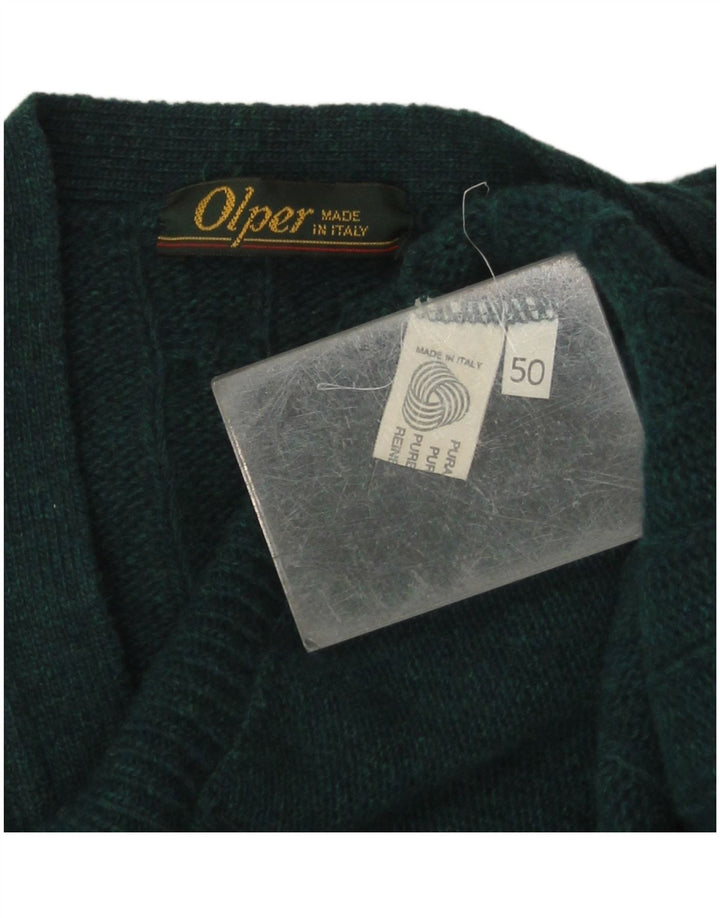 Maglione cardigan vintage da uomo IT 50 in lana verde medio
