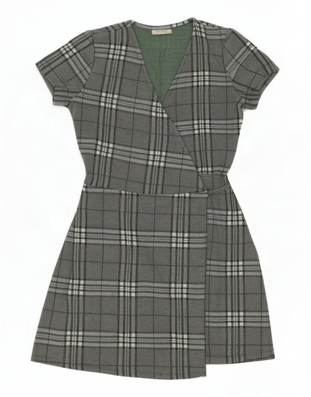 Abito a portafoglio da donna Zara UK 14 Poliestere scozzese grande verde