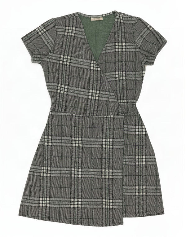 Abito a portafoglio da donna Zara UK 14 Poliestere scozzese grande verde