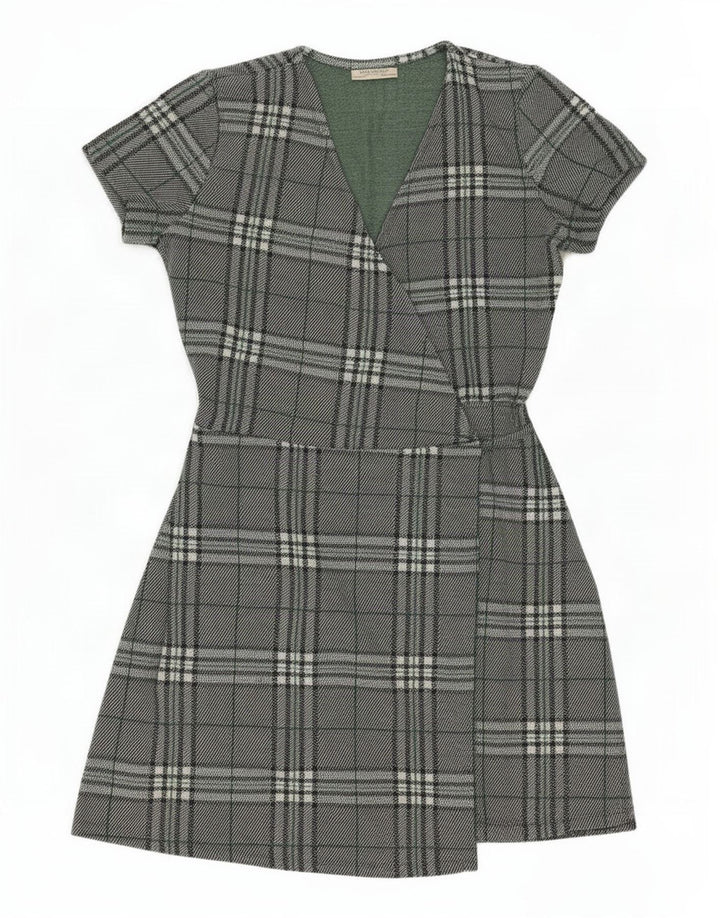 Abito a portafoglio da donna Zara UK 14 Poliestere scozzese grande verde