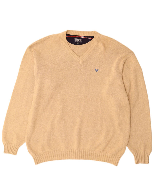 Maglione da uomo con scollo a V Avirex 2XL cotone beige