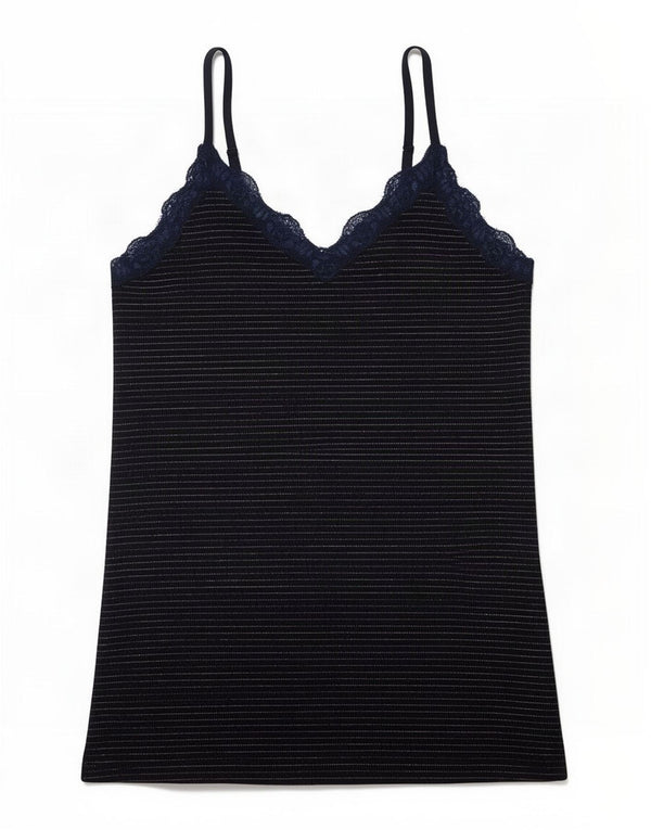 Canottiera da donna Fat Face UK 10 piccola viscosa gessata blu navy