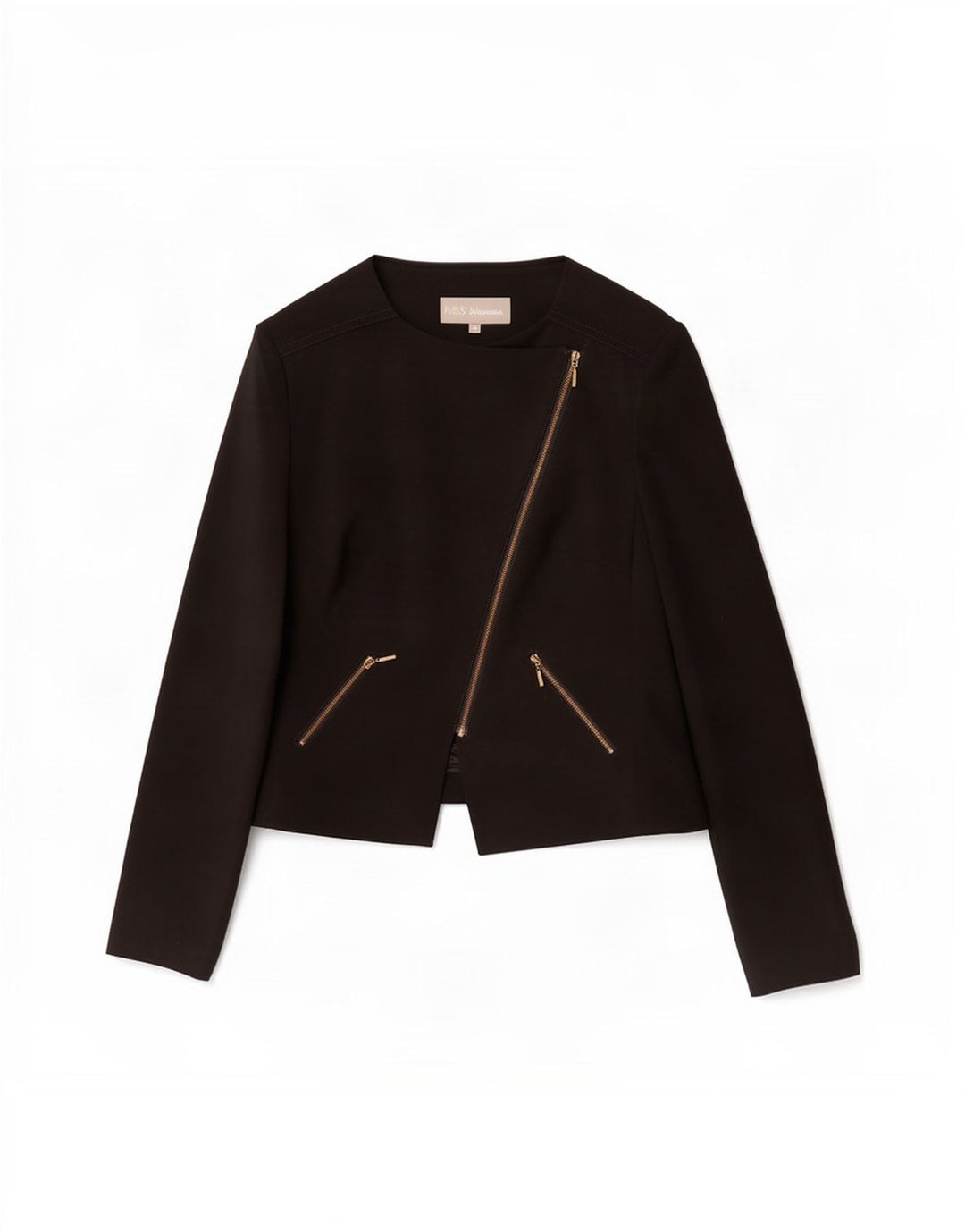 Giacca blazer con zip intera da donna Marks & Spencer UK 14 poliestere nero medio
