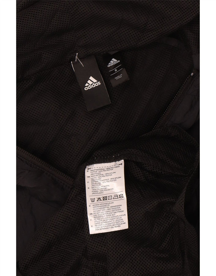 Giacca antipioggia con cappuccio da donna Adidas UK 10 Small nera in poliammide