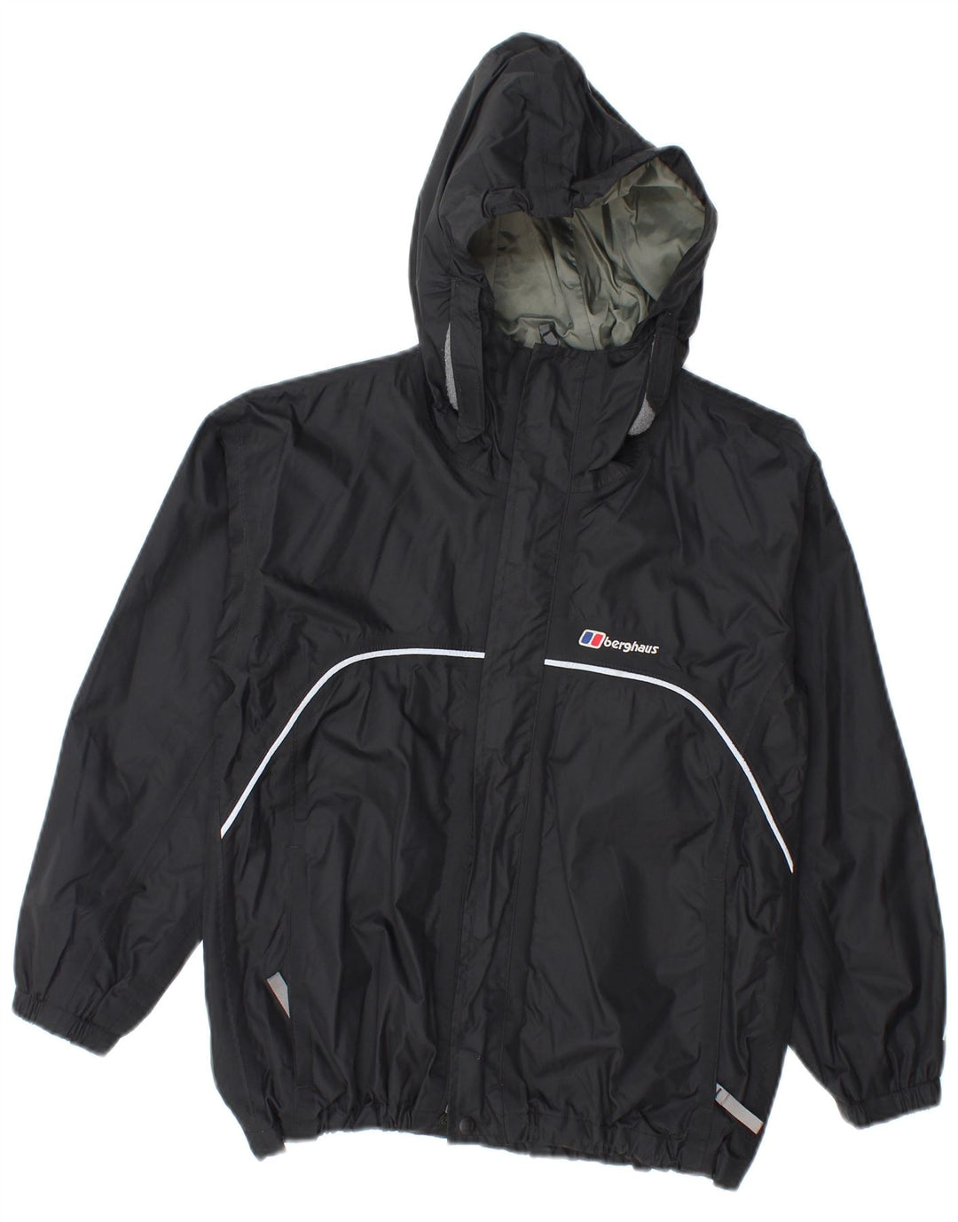 Giacca antipioggia con cappuccio per ragazzi Berghaus 9-10 anni in nylon nero