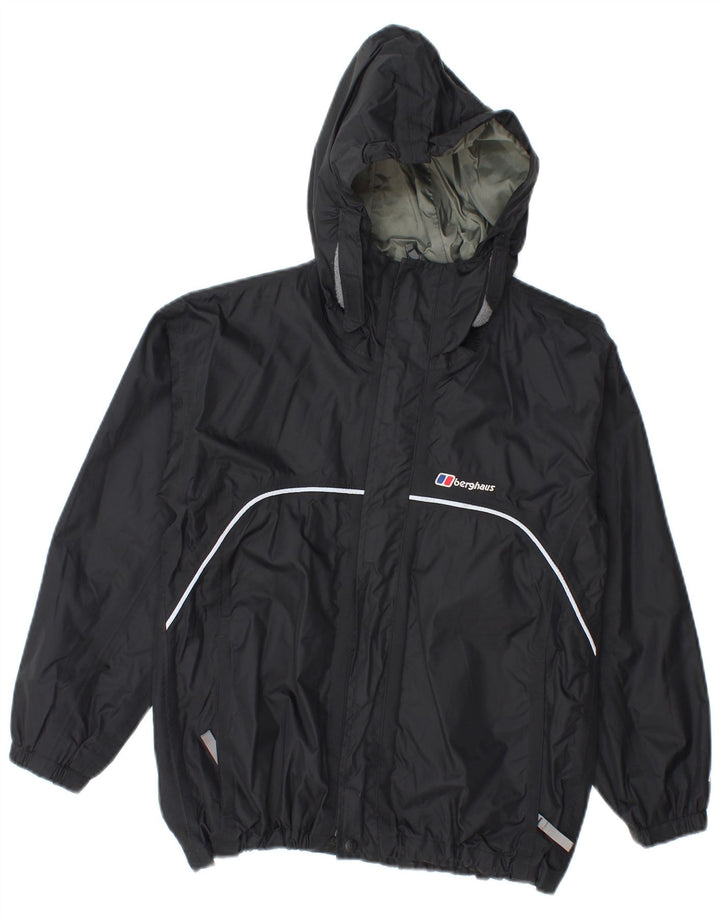 Giacca antipioggia con cappuccio per ragazzi Berghaus 9-10 anni in nylon nero