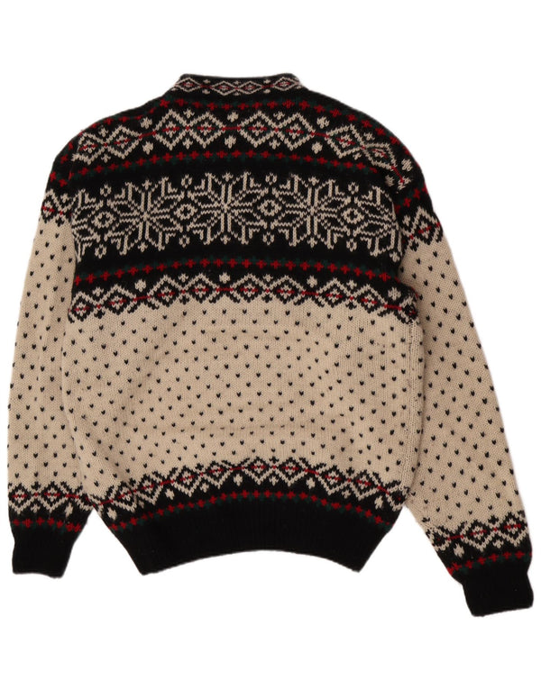 Maglione maglione collo alto da donna Sportique 2XL lana Fair Isle bianco sporco