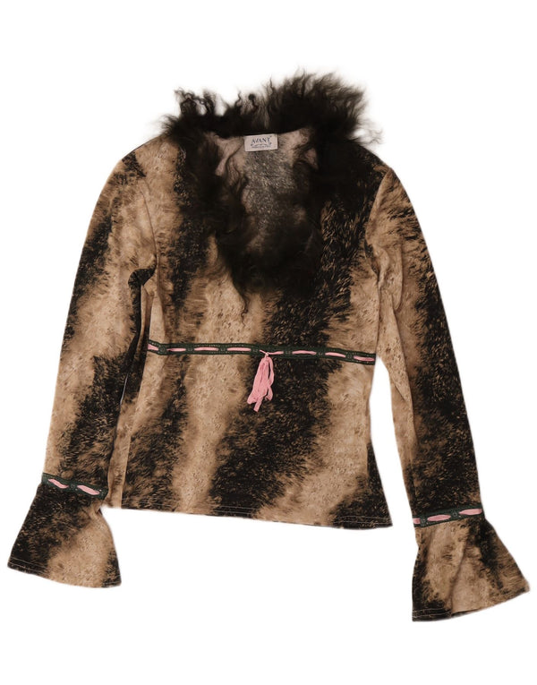 Top da donna a maniche lunghe Avant UK 6 XS poliestere con stampa animalier marrone