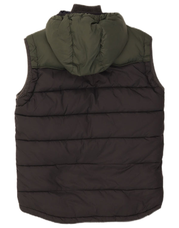 Gilet imbottito con cappuccio da uomo Superdry UK 38 nylon color block medio nero