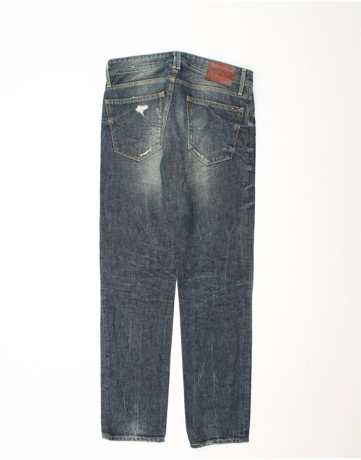 TOMMY HILFIGER Mens Distressed Slim Jeans W31 L32 Blue Cotton