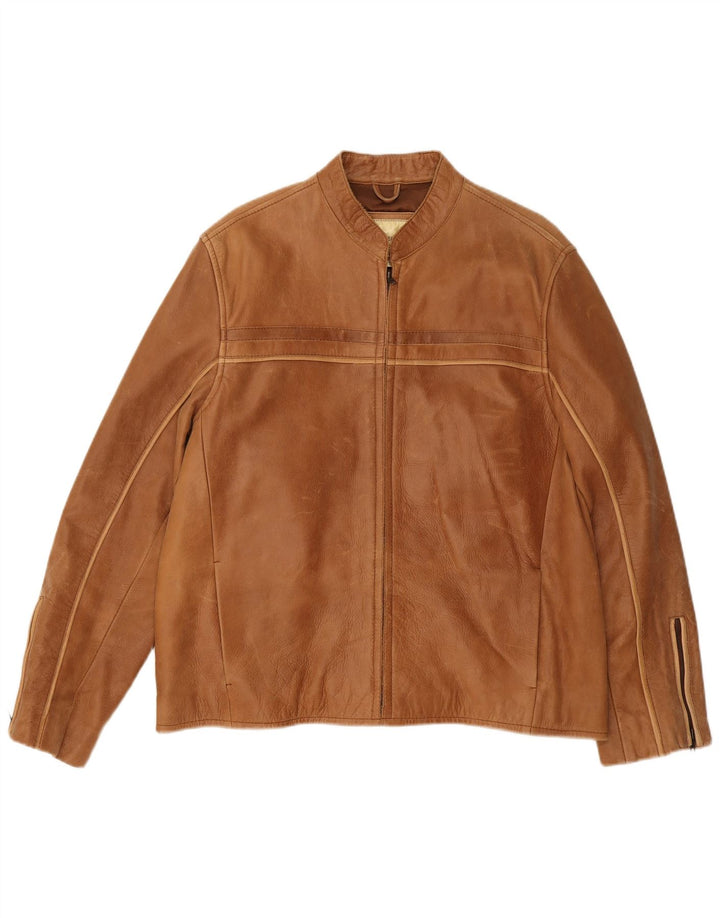 Giacca in pelle vintage da uomo UK 36 in pelle marrone medio