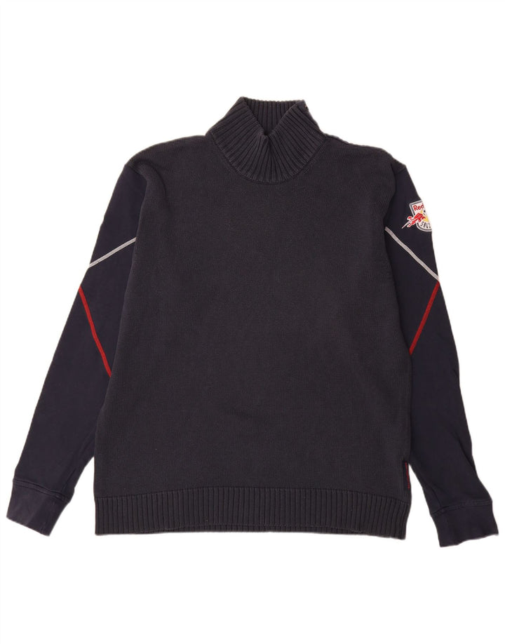 Maglione da uomo con collo alto grafico Adidas, maglione grande, in acrilico blu navy