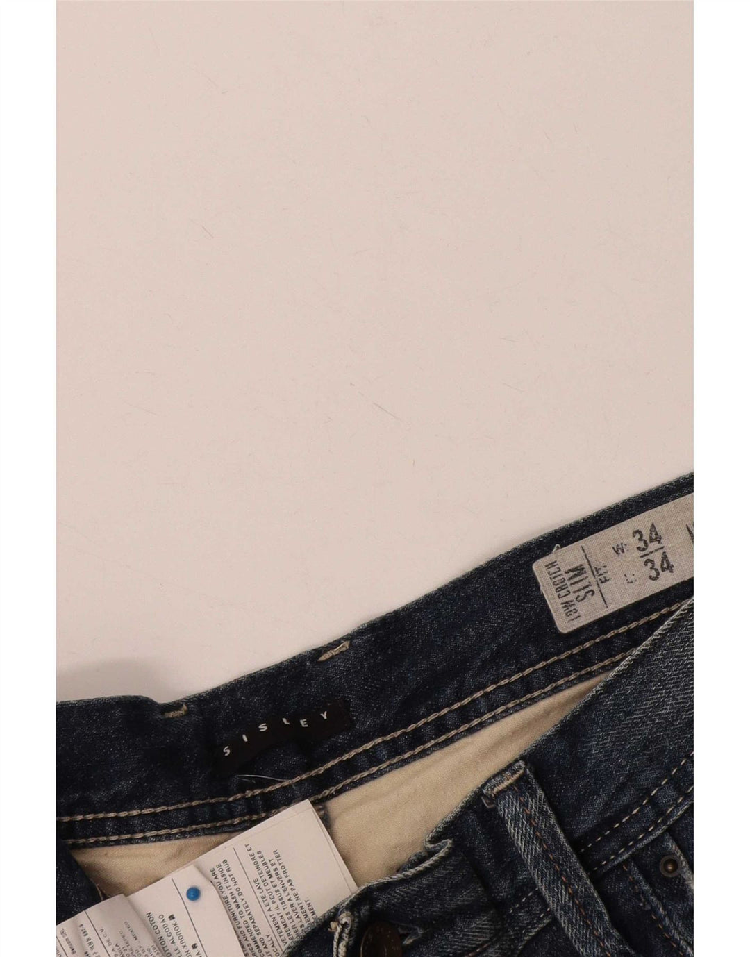 Pantaloncini di jeans invecchiati da uomo Sisley W34 grande cotone blu