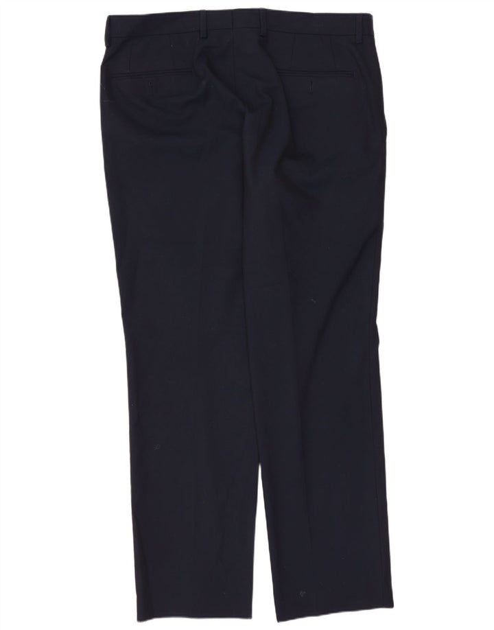 Pantaloni da abito dritti da uomo CHAPS W34 L30 poliestere blu navy