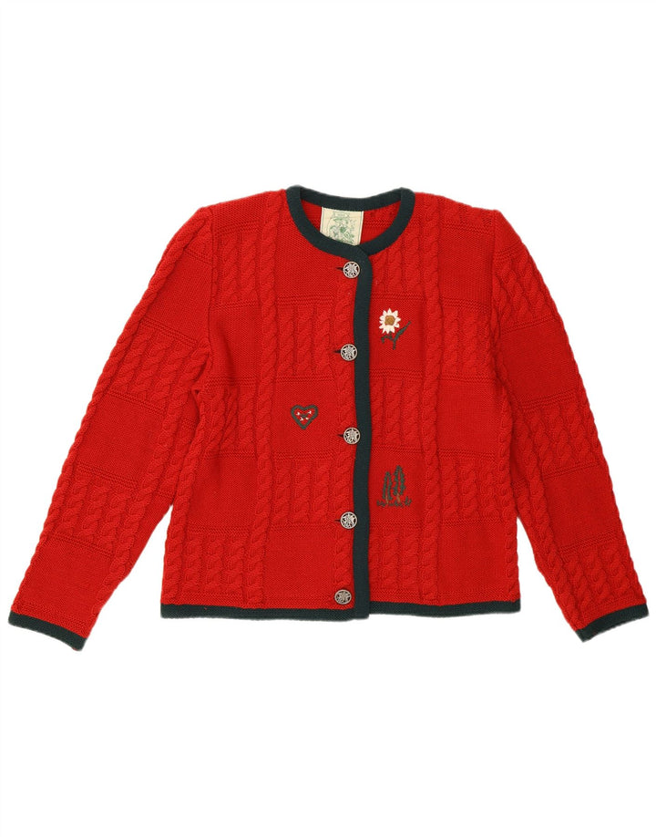 Maglione cardigan da donna VINTAGE IT 42 Rosso medio floreale