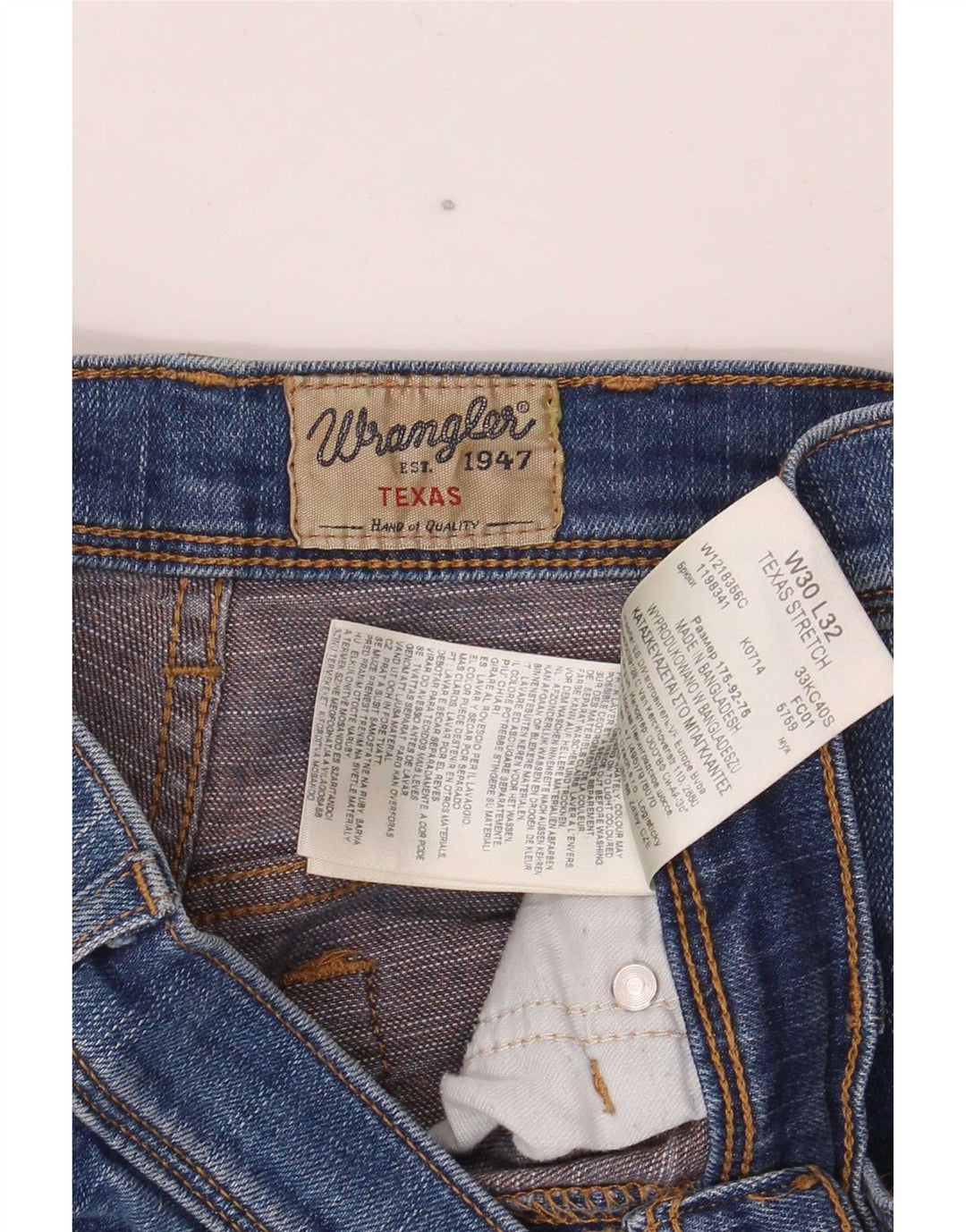 Jeans dritti elasticizzati Texas Wrangler da uomo W30 L32 cotone blu