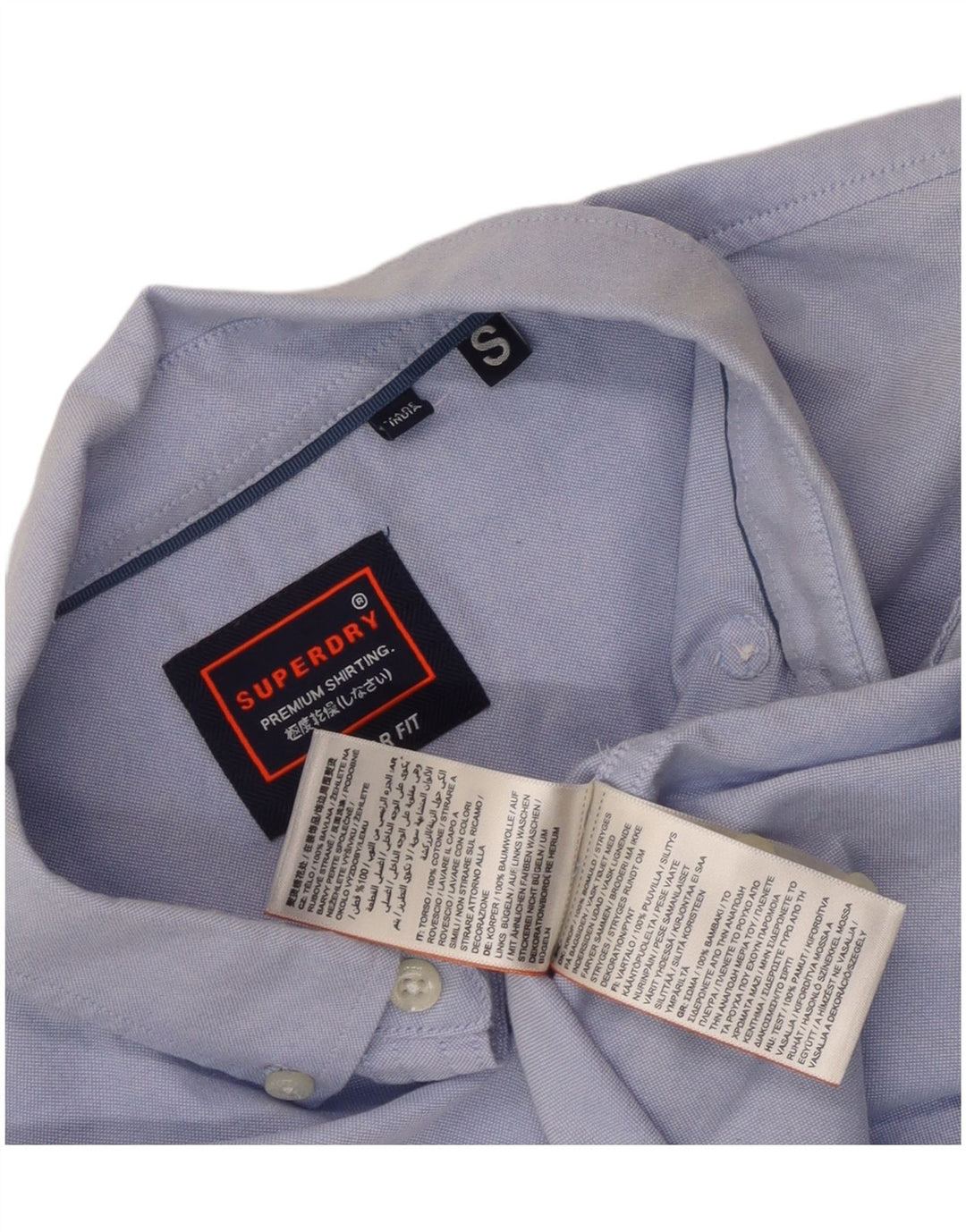 Camicia da uomo a maniche corte Regular Fit Superdry Small in cotone blu