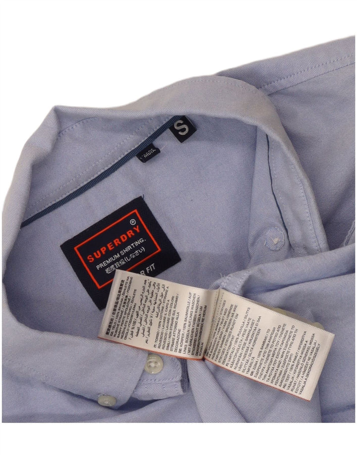 Camicia da uomo a maniche corte Regular Fit Superdry Small in cotone blu